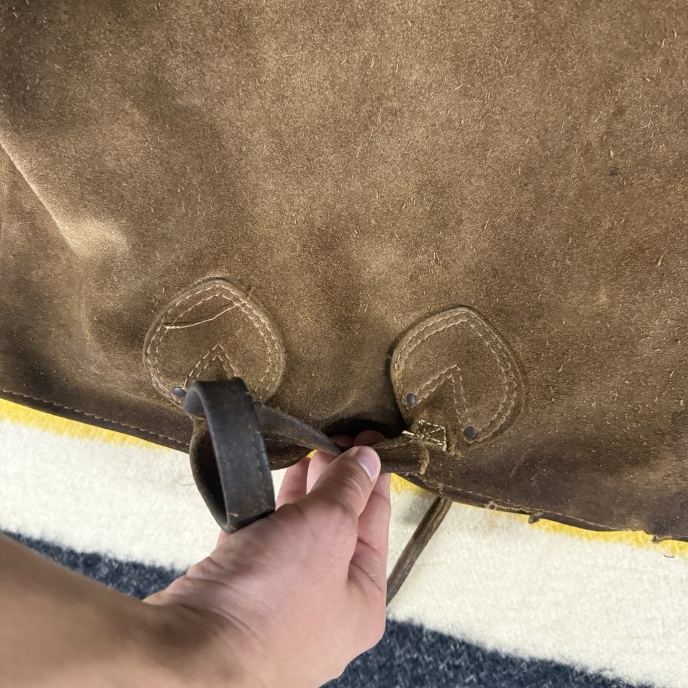Vintage 1950s Brown Suede Leather LL Bean ? Tote Bag FLAWS Read Description - Picture 4 of 9